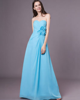 Chiffon Strapless Floor Length Pleated Sweetheart Wedding Party Bridesmaid Dresses