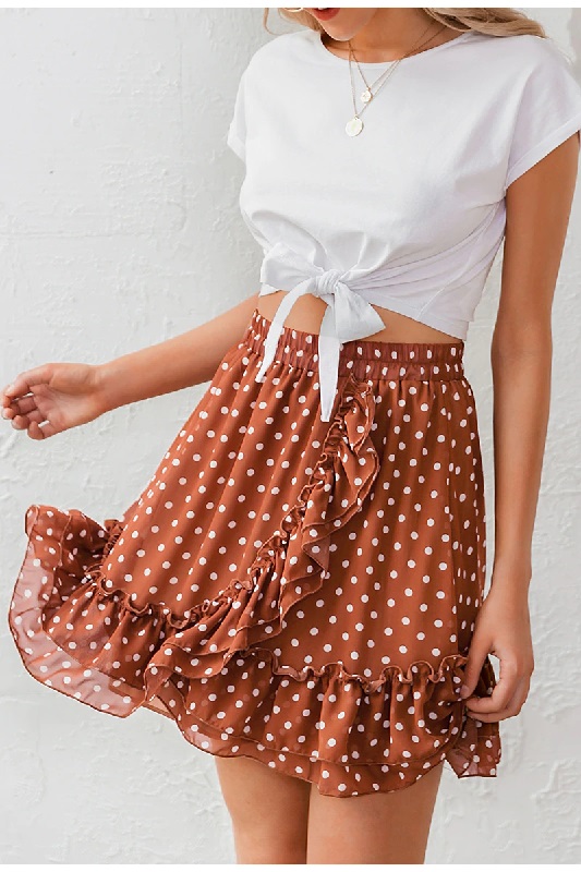 Elegant Polka Dot Print Mini Skirt - Power Day Sale