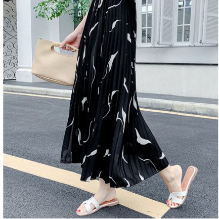 Elegant Printing Pleated Midi Skirt - Power Day Sale