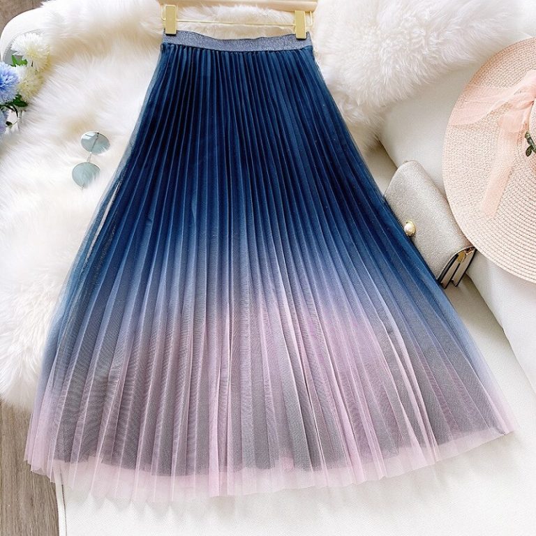 Gradient Starry Sky Long Midi Skirt - Power Day Sale