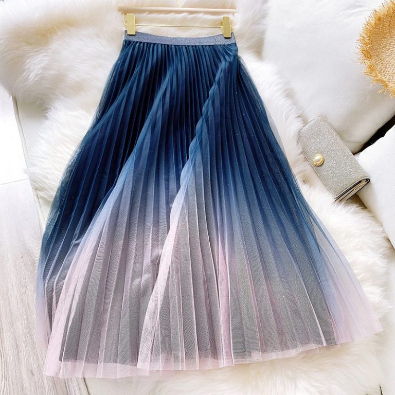 Gradient Starry Sky Long Midi Skirt - Power Day Sale