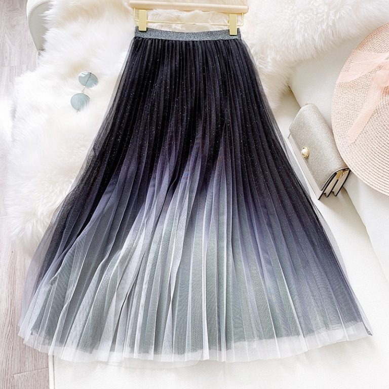 Gradient Starry Sky Long Midi Skirt - Power Day Sale