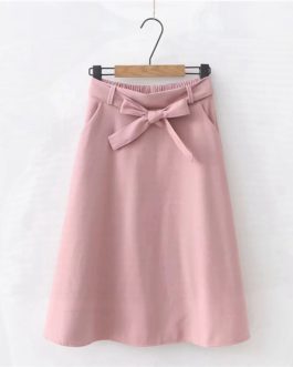 Knee Length Casual Skirt With Pocket