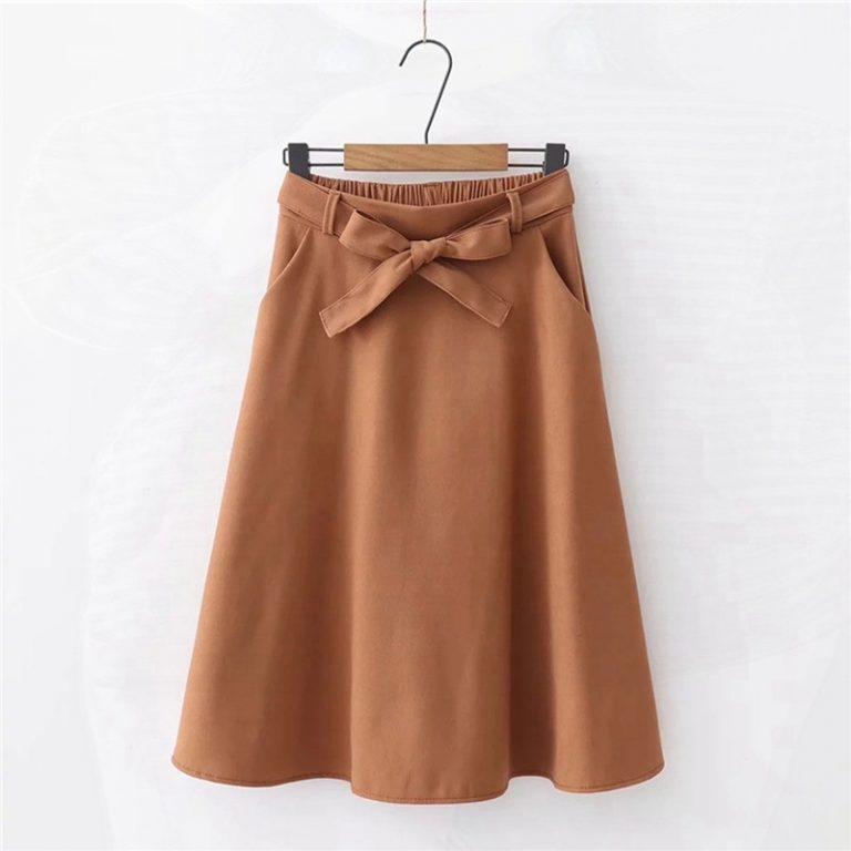 Knee Length Casual Skirt With Pocket - Power Day Sale