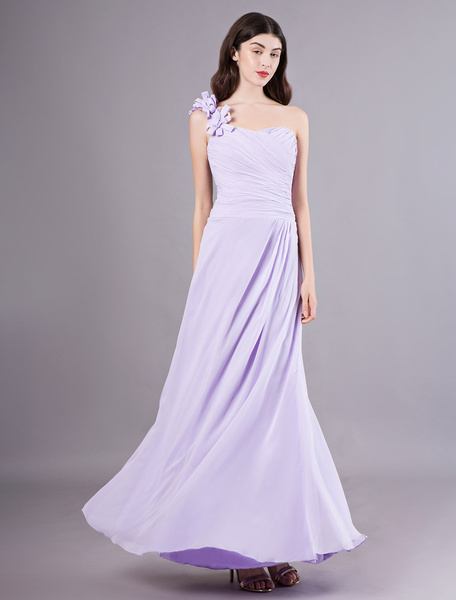 One Shoulder Chiffon Pleated Wedding Party Bridesmaid Dresses - Power ...