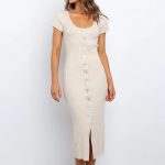 Sexy Elastic Slim Bodycon Knitted Split Party Dress - Power Day Sale