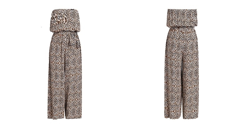 Solid leopard print overalls playsuit - Power Day Sale