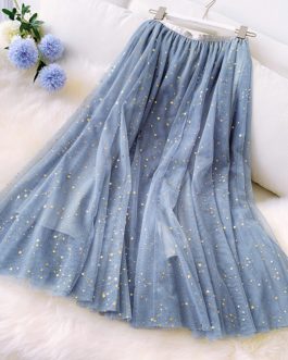 Star Sequined Pleated Holiday Skirts