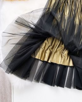 Vintage Shinning Pleated Midi Skirt