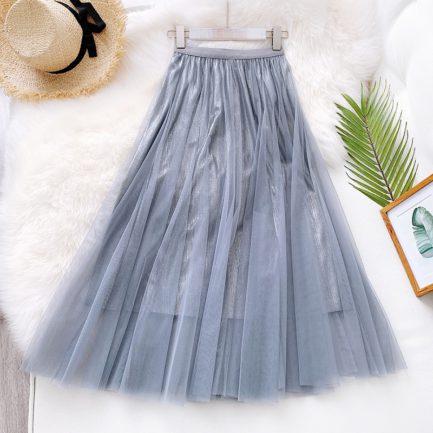 Vintage Shinning Pleated Midi Skirt - Power Day Sale