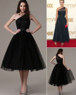 2020 Short Cocktail Dress Kaley Cuoco Emmys Polka Dot One Shoulder Ankle Length Tulle Party Dress