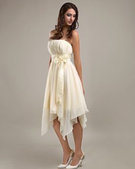Asymmetrical Pleated Bridesmaid Dress
