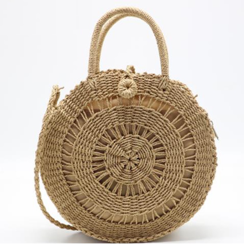 Buy Wholesale China Handwoven Round Rattan Bag Women Straw Shoulder Bag  Summer Beach Tote Bag Handmade Woven Handbag & Straw Bag at USD 10.26
