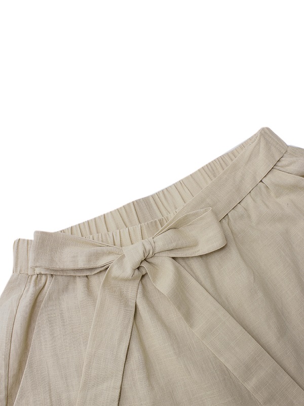 Causal Loose Solid Color Elastic Waist Wide Leg Pants - Power Day Sale