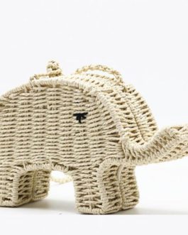 Elephant Cartoon Straw Mini Cute Casual Bag