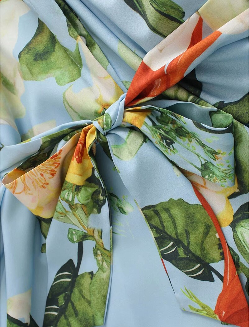 Elegant Floral Print Turn Down Collar Shirt Dress - Power Day Sale