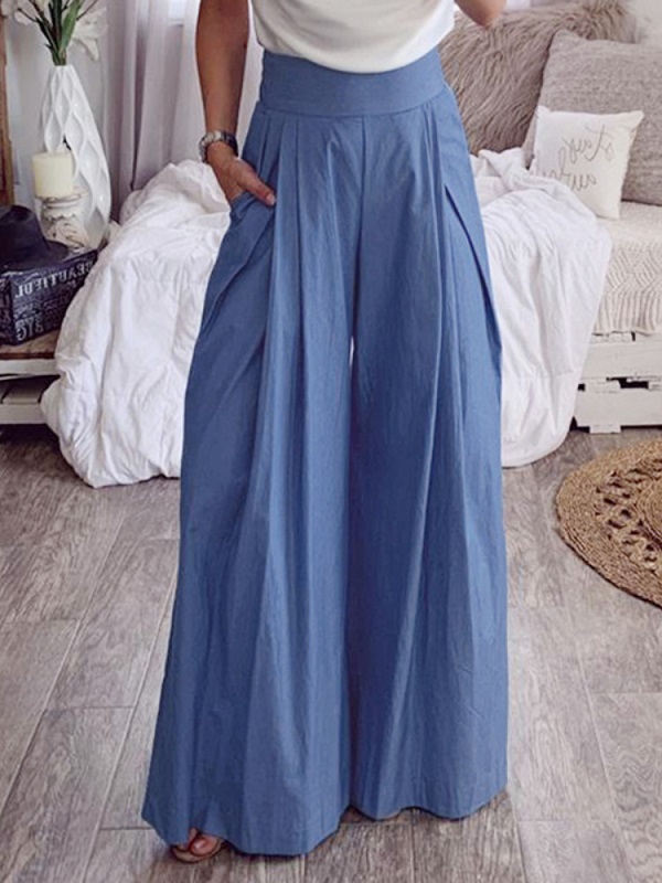 High Waist Trousers Casual Loose Wide Leg Pants with Pockets - Power ...