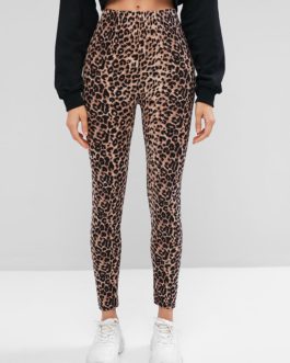 Leopard Print Skinny Streetwear Pants Trouses