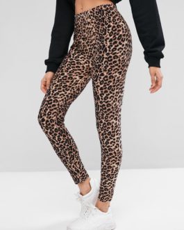 Leopard Print Skinny Streetwear Pants Trouses