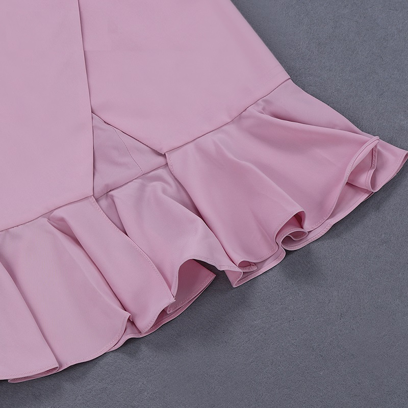 Sexy Mid Calf Club Halter Ruffles Bodycon Bandage Dress - Power Day Sale
