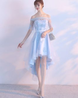 Illusion Sash Off The Shoulder Lace Applique Homecoming Dresses