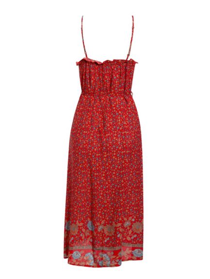 Bohemian Spaghetti Straps Floral Print Midi Dress - Power Day Sale