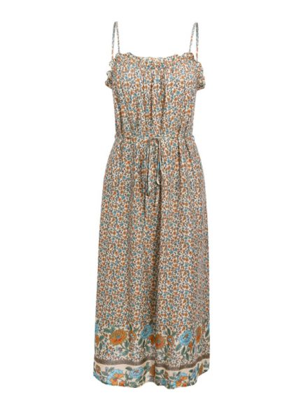 Bohemian Spaghetti Straps Floral Print Midi Dress - Power Day Sale