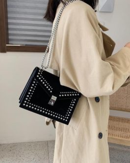 Rivet Elegant PU Leather Chain Crossbody  Shoulder Handbag