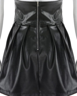 Corset Leather Like Lace Up Skirt