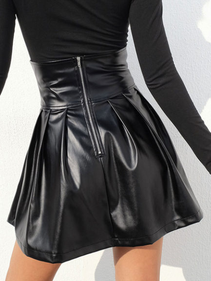 Corset Leather Like Lace Up Skirt - Power Day Sale