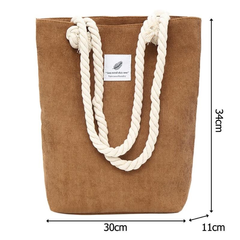 Fashion Corduroy Handbag Pure Color Shoulder Shopping Bag13
