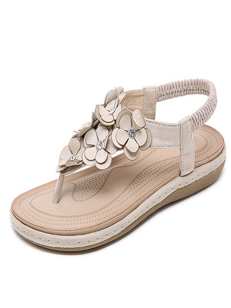 Flat Sandals Flowers Comfy T-Type Bandage Beach Sandals - Power Day Sale