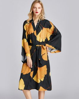 Floral Printed Long Sleeve Nightgown