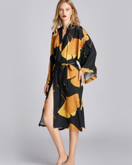 Floral Printed Long Sleeve Nightgown