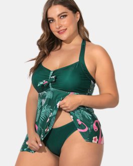 Halter Floral Printed Swimdress With Panties