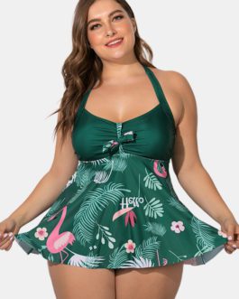 Halter Floral Printed Swimdress With Panties