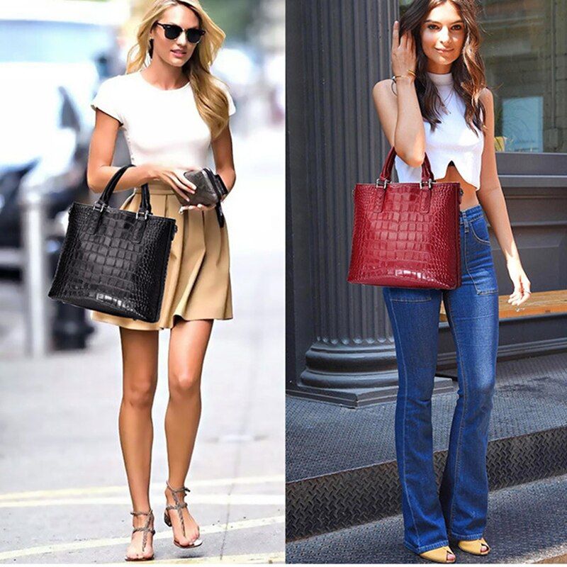 High Quality Crocodile Pattern Genuine Leather Bag