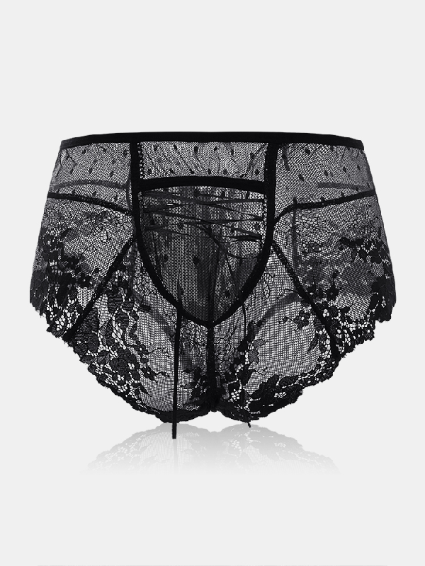 High Waist Lace Floral See Through Panties String Tempting Briefs ...