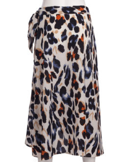 Leopard Print Split Wrap Formal Evening Skirt