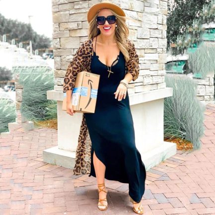 Leopard Fashion Long Sleeve Beach Dress - Power Day Sale