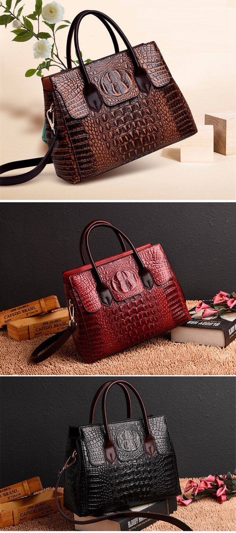 Luxury High Quality Classic Crocodile Pattern Handbag - Power Day Sale