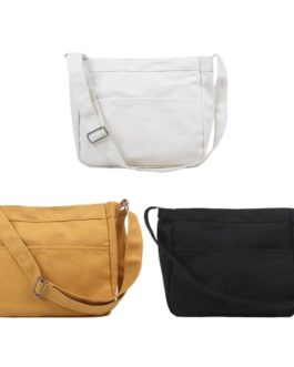 Casual Canvas Solid Color Large Capacity Shoulder Messenger Sling Bags