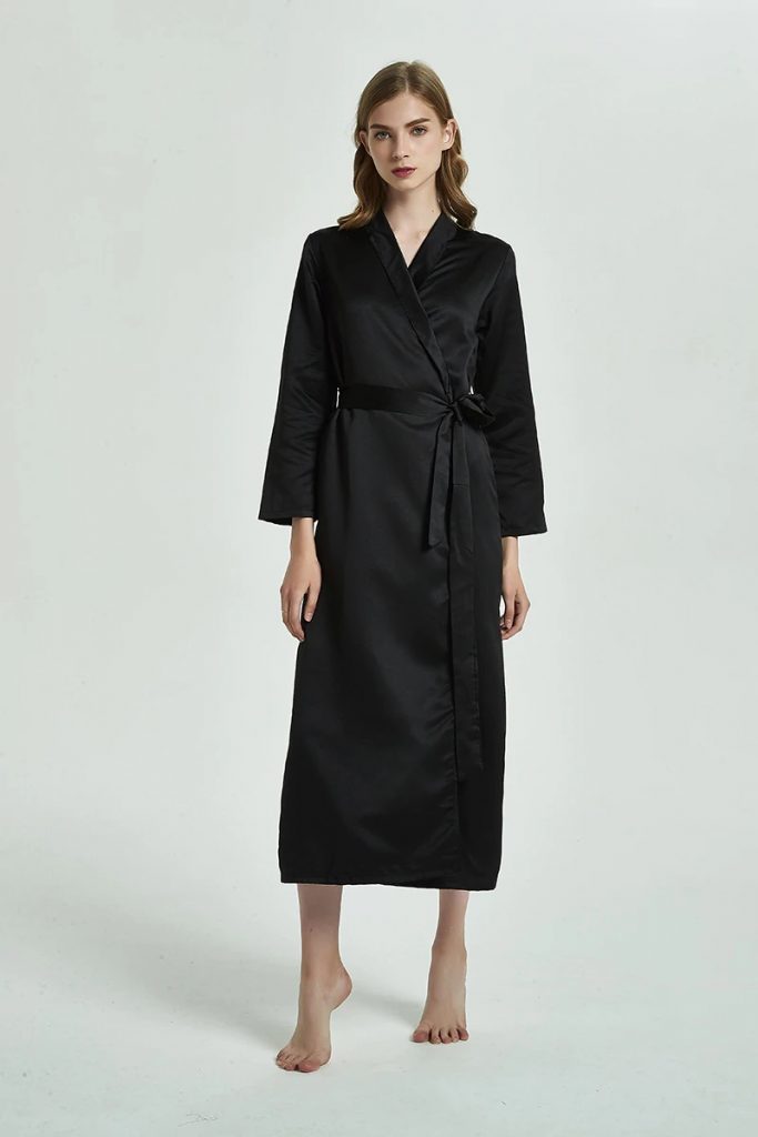 Nightgown One Piece Faux silk Lapel Ankle Length Robe Power Day Sale