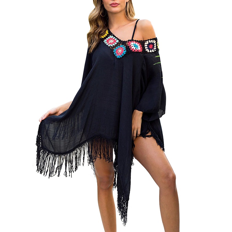 Off Shoulder Embroidery Bikini Cover-Ups Dress