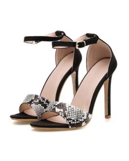 Open Toe Sandals Leopard Print Stiletto Heel Women's Shoes