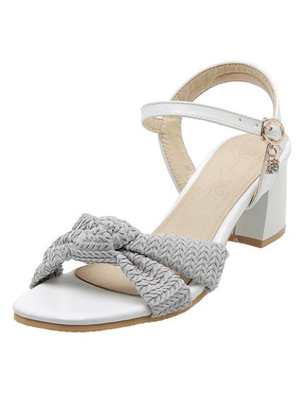 Open Toe Two-Tone Sandals Chunky Heel Women's Shoes - Power Day Sale