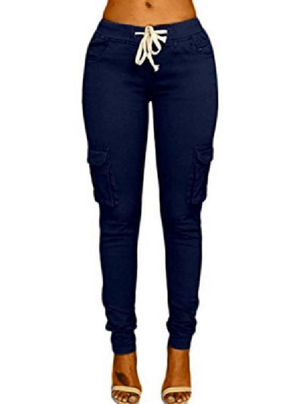 Casual Pants Cotton Blend Trousers