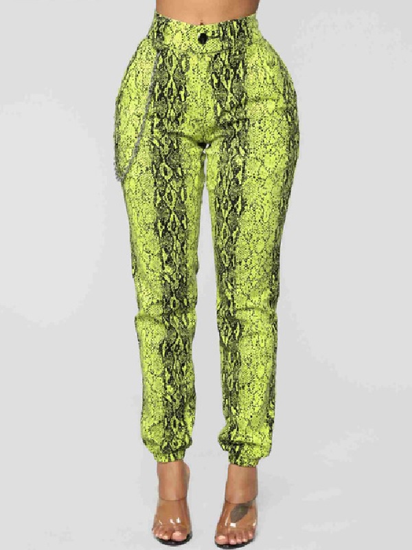 Pants Polyester Snake Print Trousers