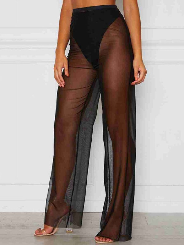 Straight Solid Color Tulle Trousers