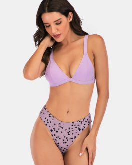 Print Spot Triangle Cup Tops Swimwear Bikini